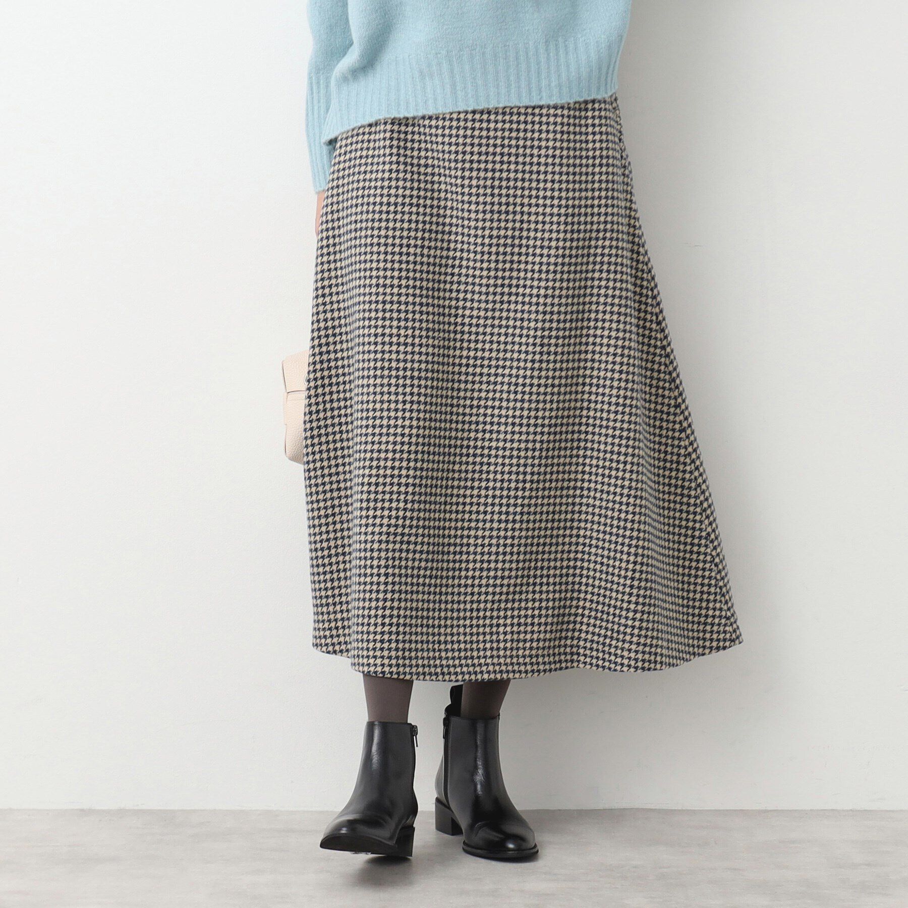 Dessin「【洗える・4サイズ展開】サイドボタン付きチェック柄フレアースカート（XS～L）」|スカート|