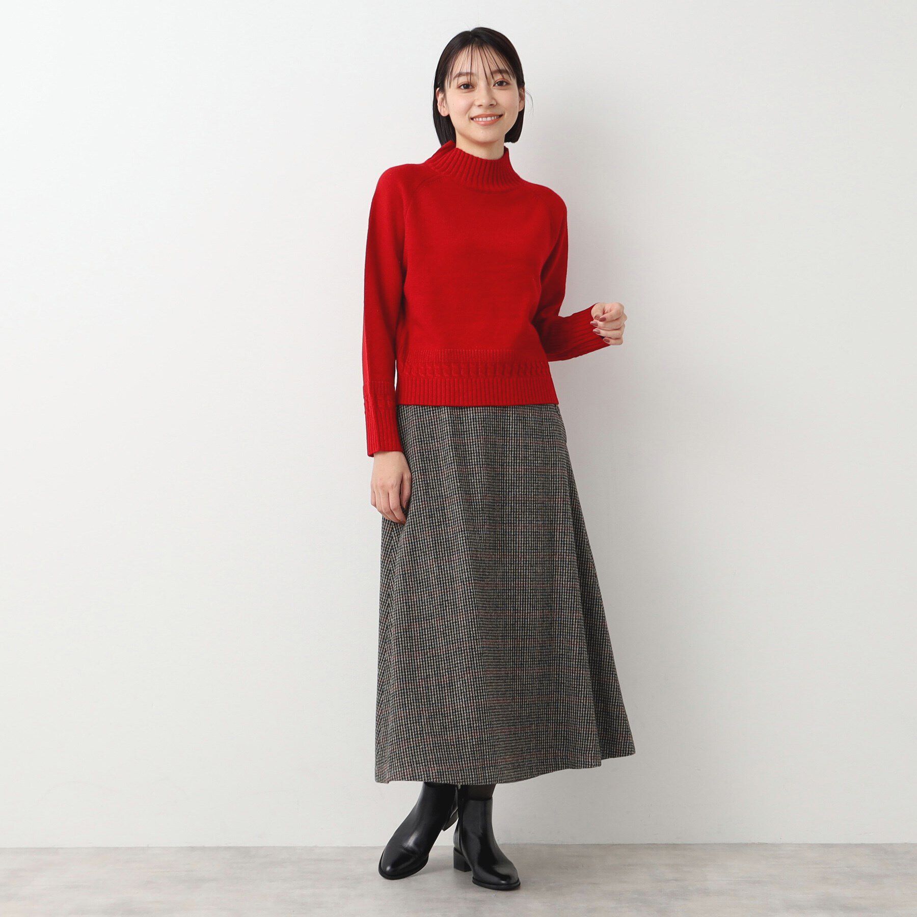 Dessin「【洗える・4サイズ展開】サイドボタン付きチェック柄フレアースカート（XS～L）」|スカート|