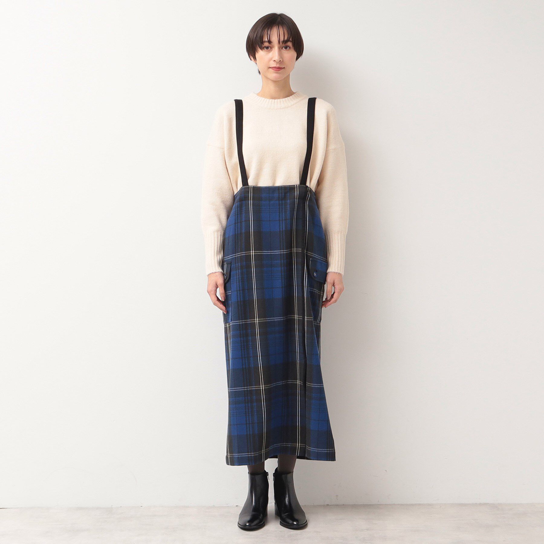 Dessin「【洗える・2WAY】サスペンダー付きフラップポケットスカート（XS～L）」|スカート|