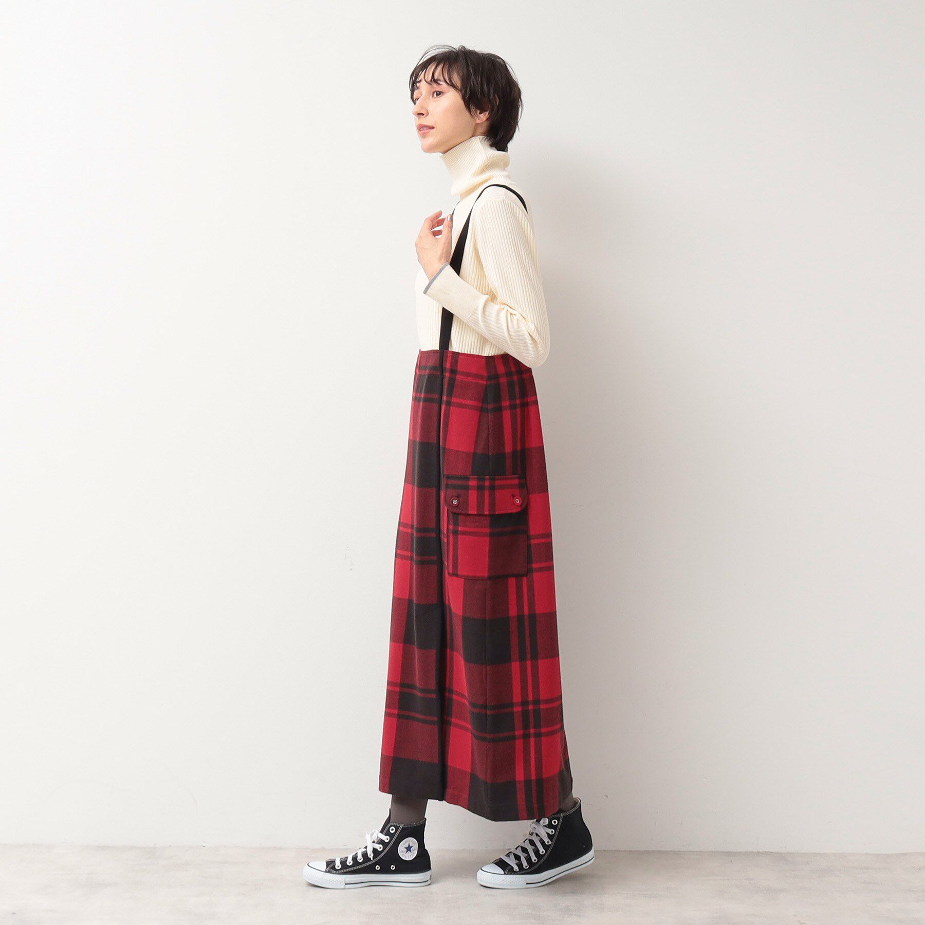 Dessin「【洗える・2WAY】サスペンダー付きフラップポケットスカート（XS～L）」|スカート|