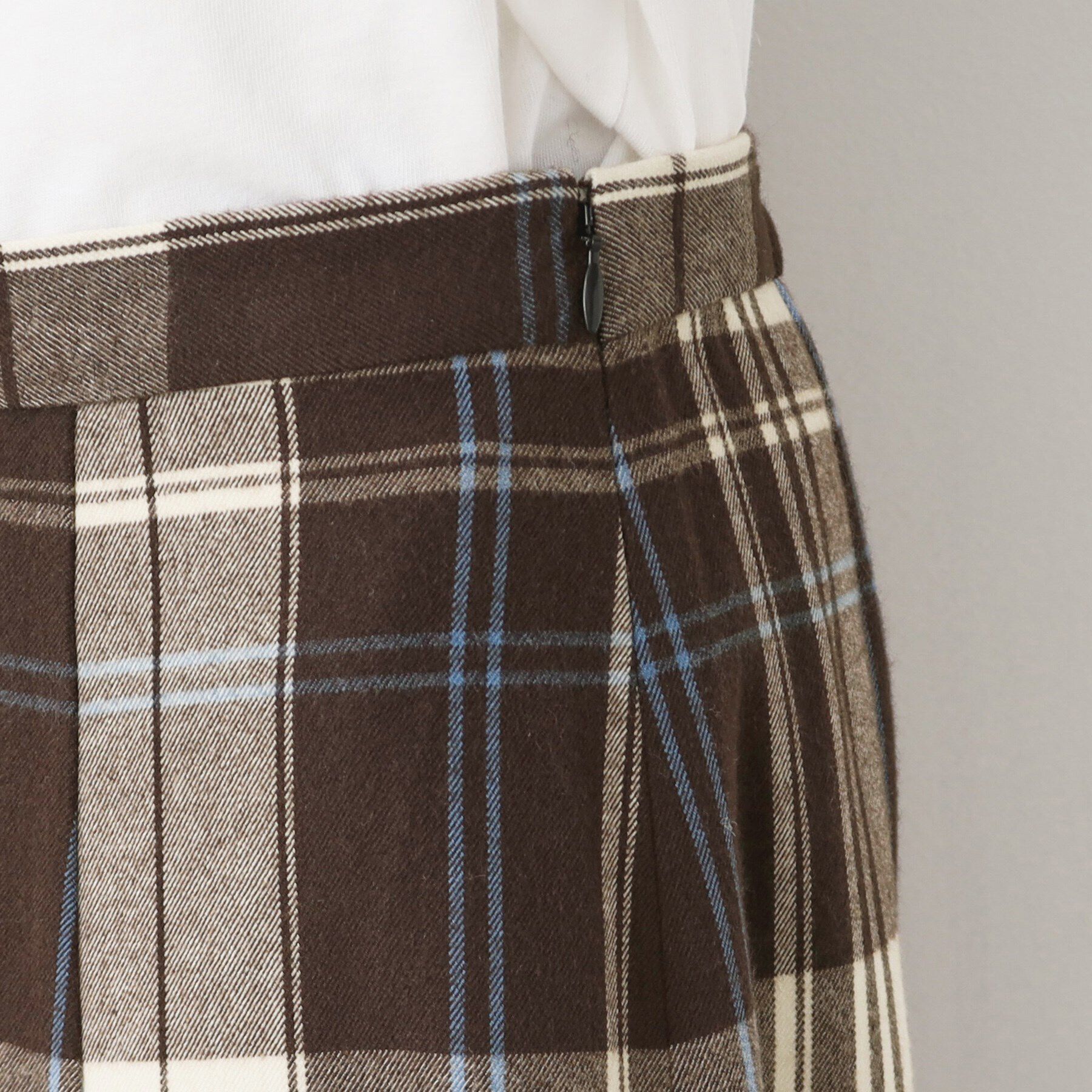 Dessin「【後ろゴム・洗える】起毛チェック柄切り替えフレアスカート（XS～L）」|スカート|