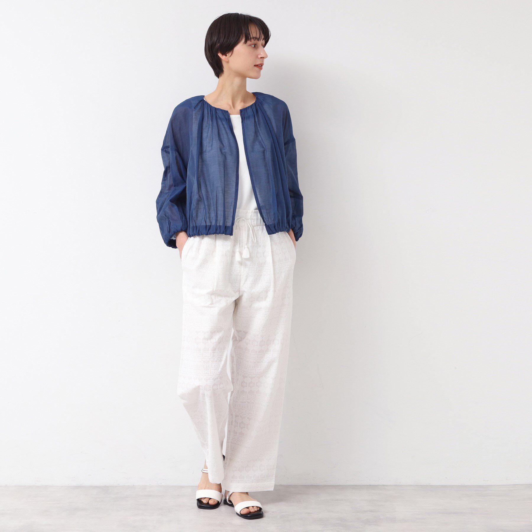 Dessin「【洗える】シアーデニムギャザージャケット」|デニムジャケット|