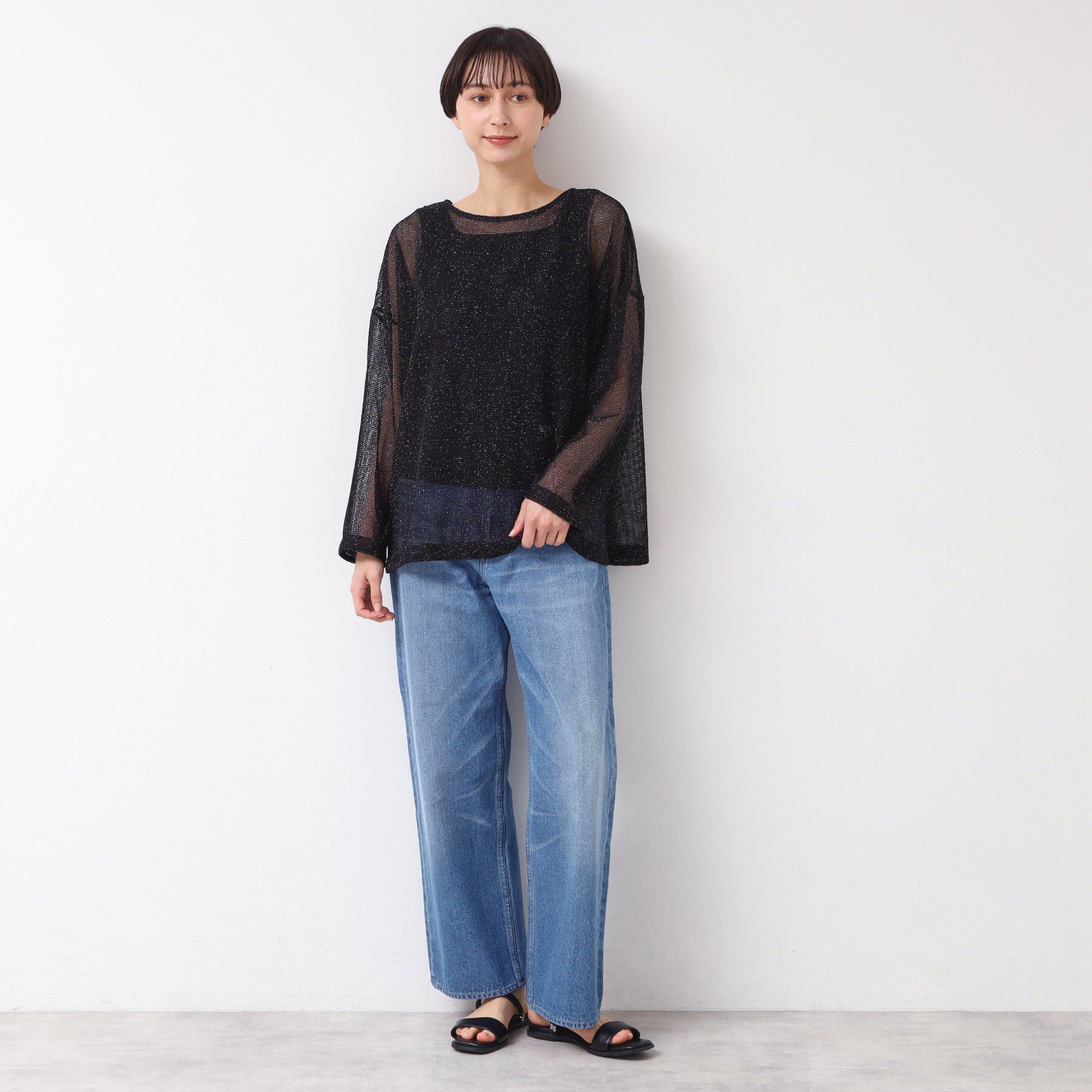 Dessin「【前後2WAY・洗える】ラメ入りオーバーサイズメッシュブラウス」|シャツ・ブラウス|