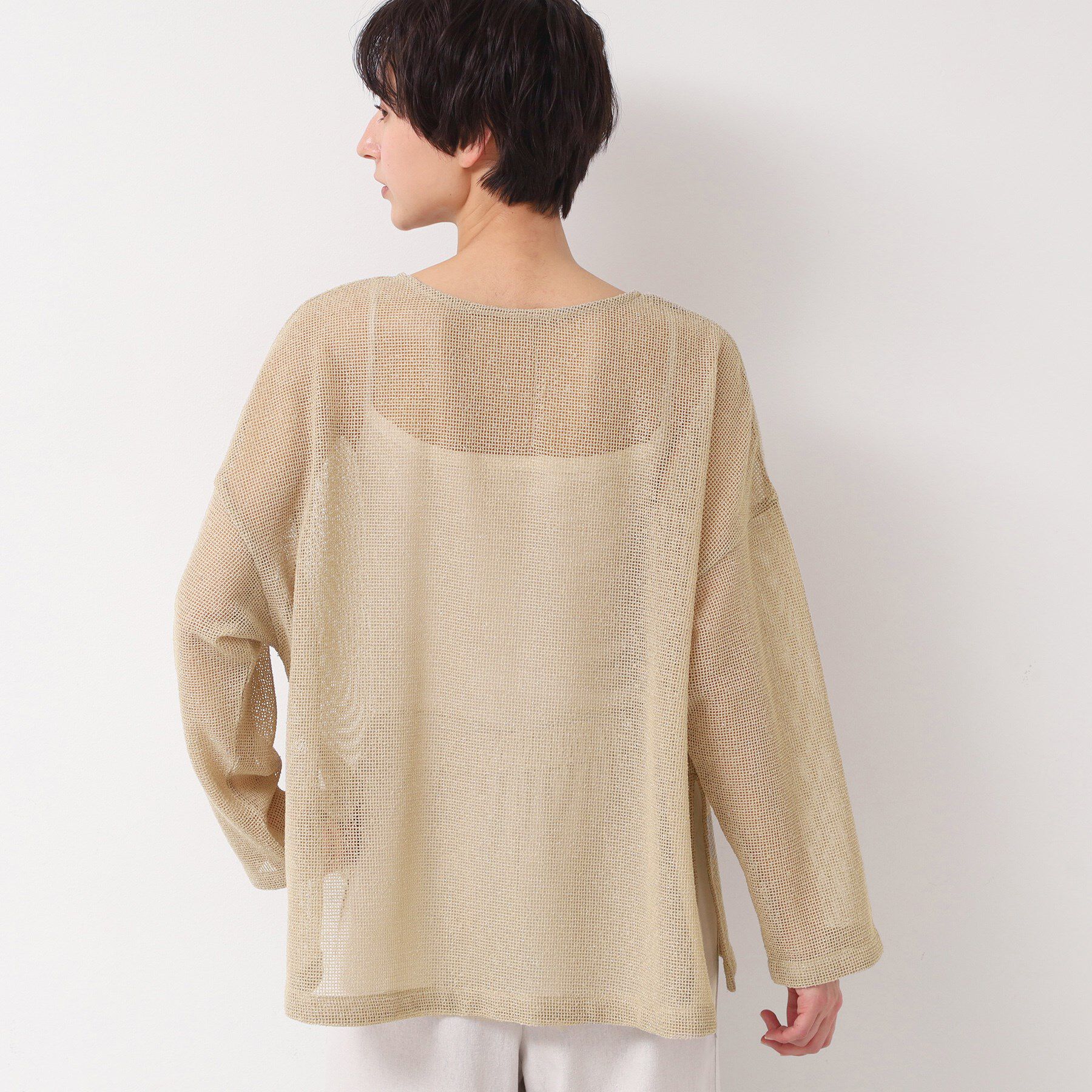 Dessin「【前後2WAY・洗える】ラメ入りオーバーサイズメッシュブラウス」|シャツ・ブラウス|