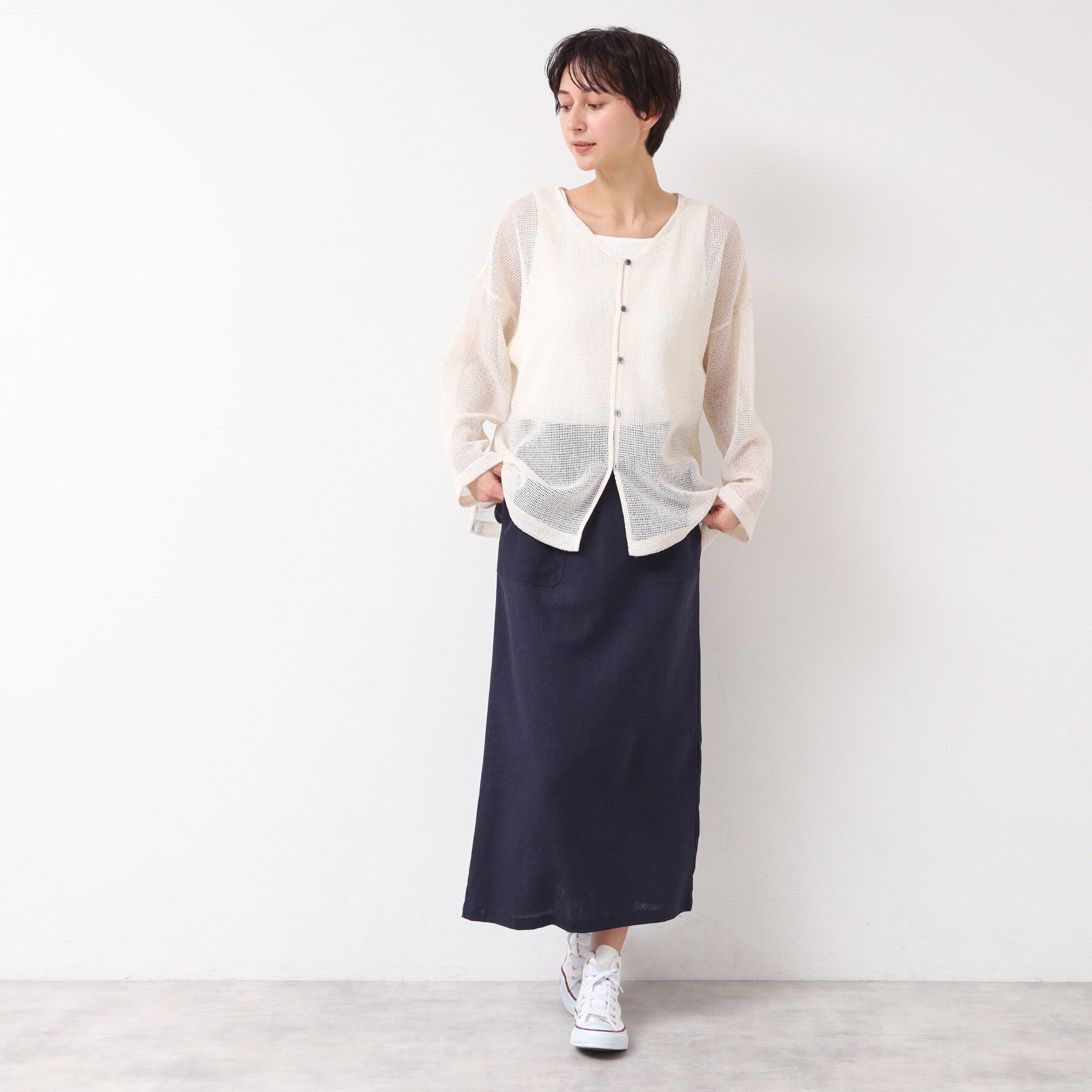 Dessin「【前後2WAY・洗える】ラメ入りオーバーサイズメッシュブラウス」|シャツ・ブラウス|