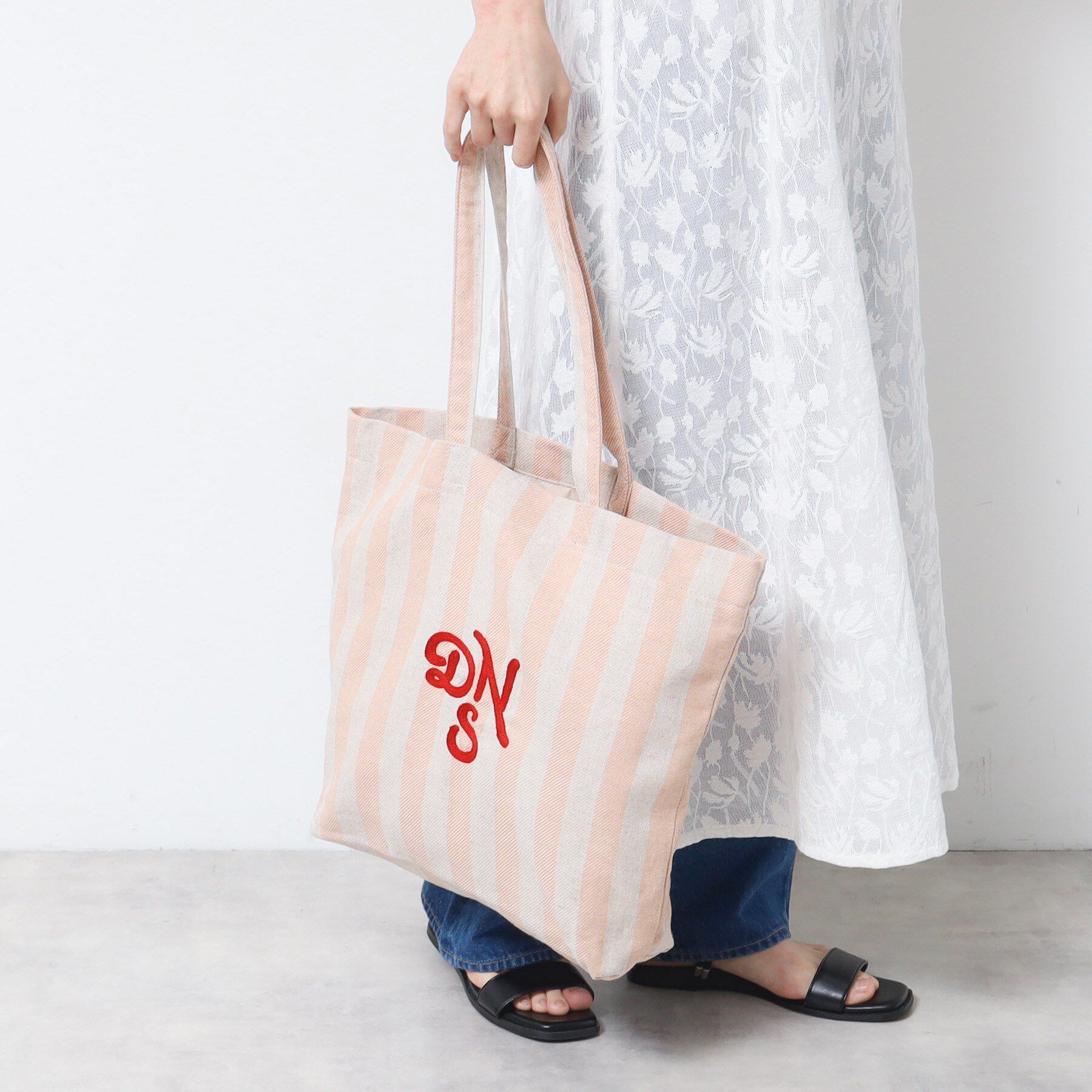 Dessin「ストライプロゴ刺繍トート」|トートバッグ|ピンク(371)