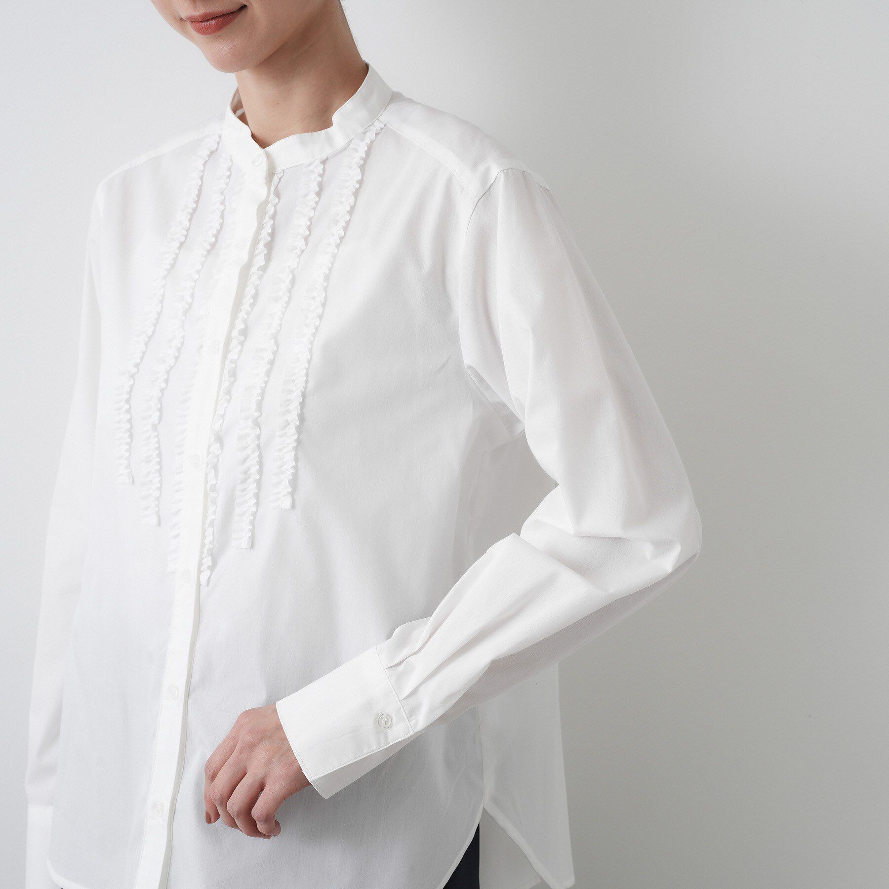 Dessin「【入卒/セレモニー/洗える】フロントフリルネックブラウス」|シャツ・ブラウス|