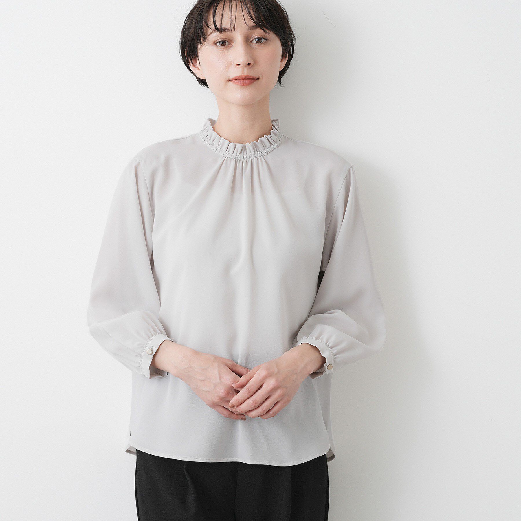 Dessin「【入卒/セレモニー/洗える】フリルネックブラウス」|シャツ・ブラウス|