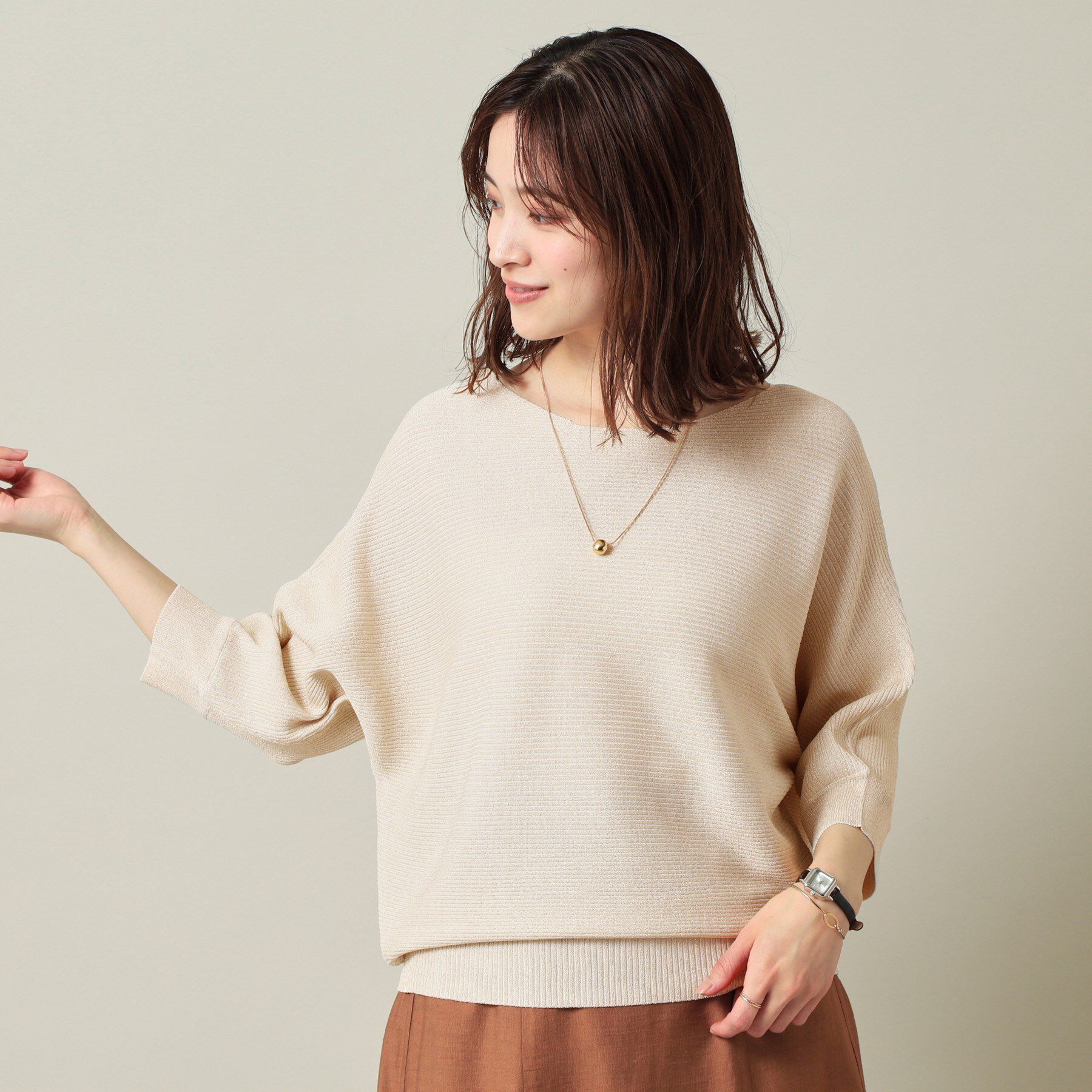 ITS&rsquo;DEMO「【UVケア／アンチピリング／洗濯機OK】ラメリブドルマンニット」|ニット・セーター|