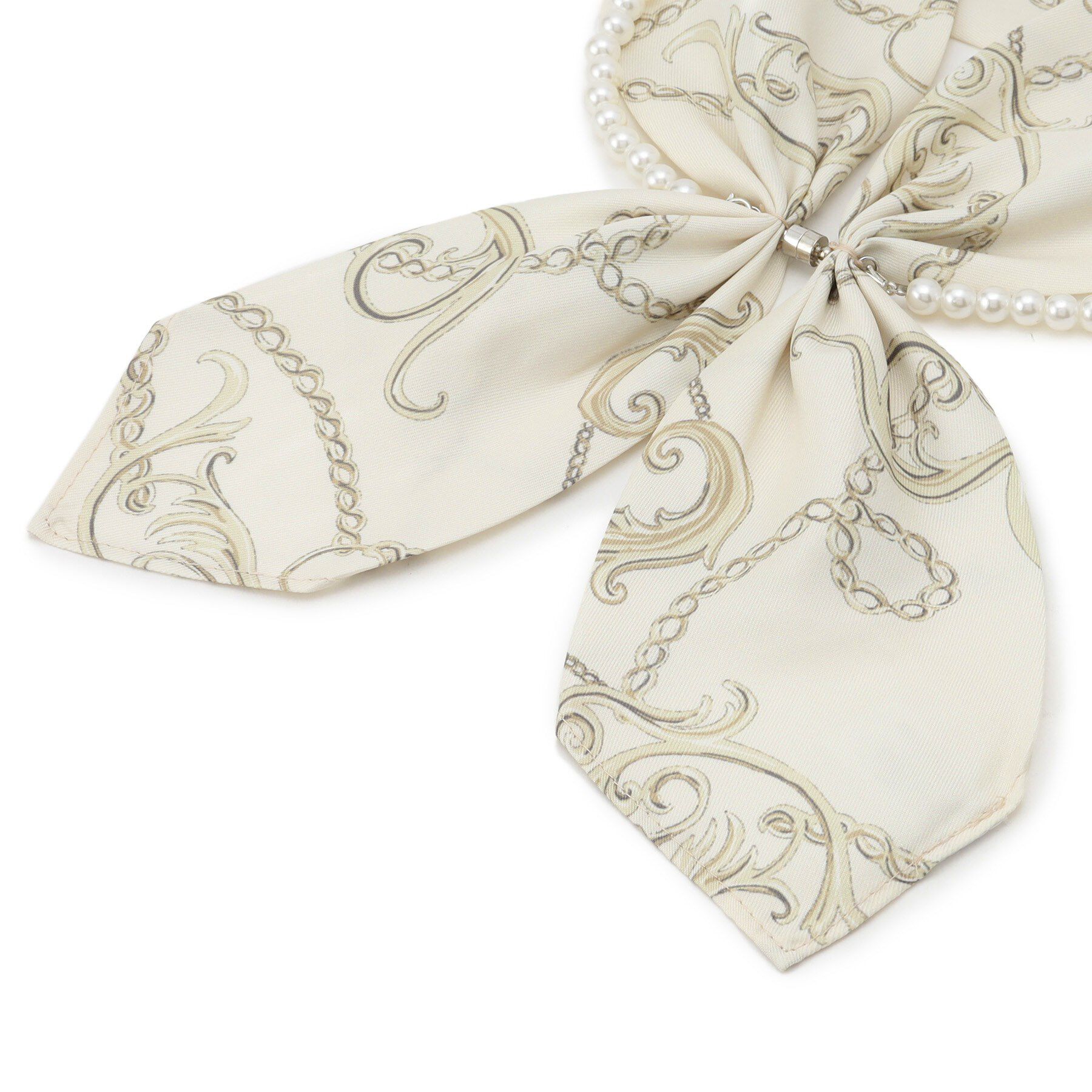 ITS&rsquo;DEMO「【簡単着脱／手洗い可】パール調付マグネットスカーフ」|バンダナ・スカーフ|