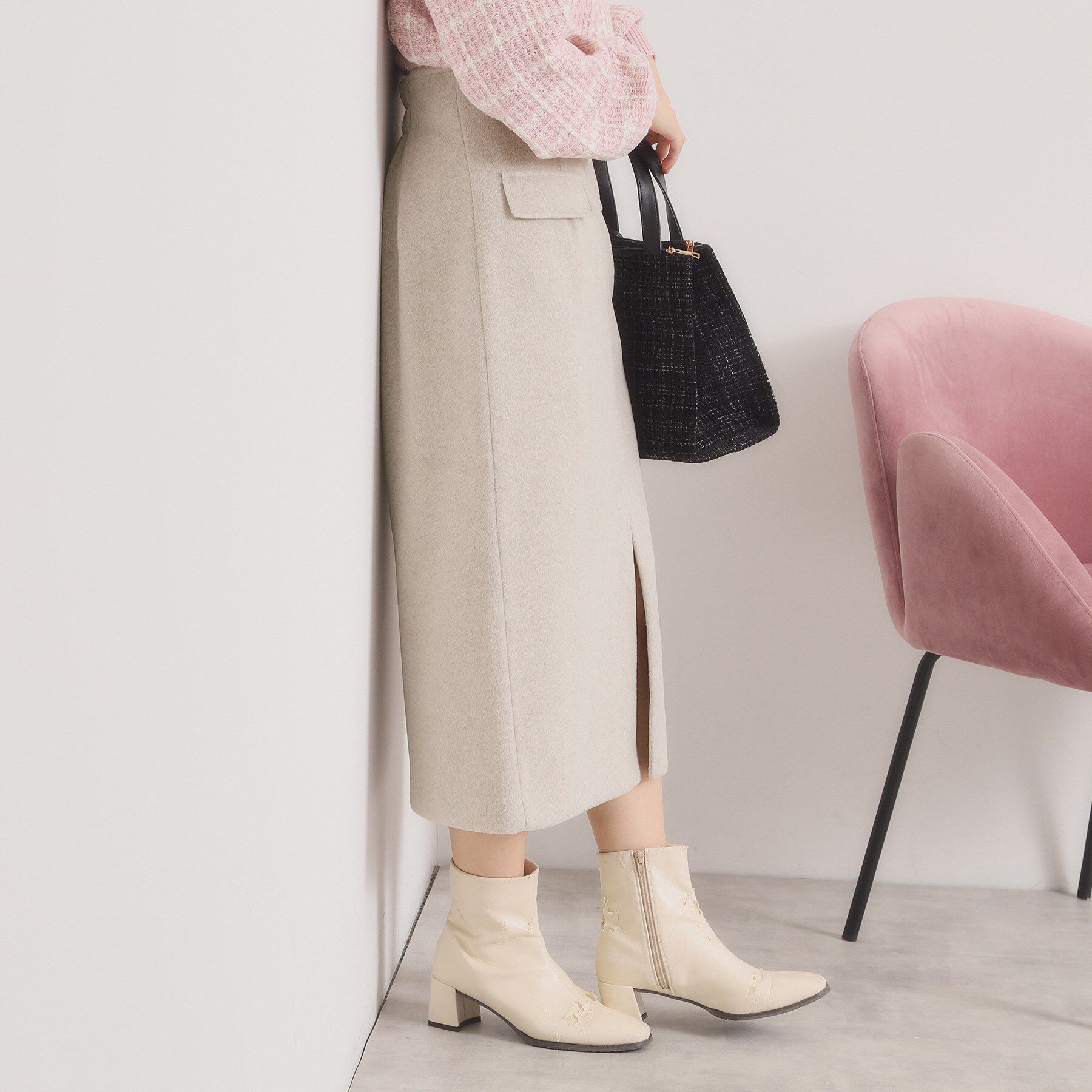 ITS&rsquo;DEMO「【ウエストゴム】シャギーモッサタイトスカート」|スカート|