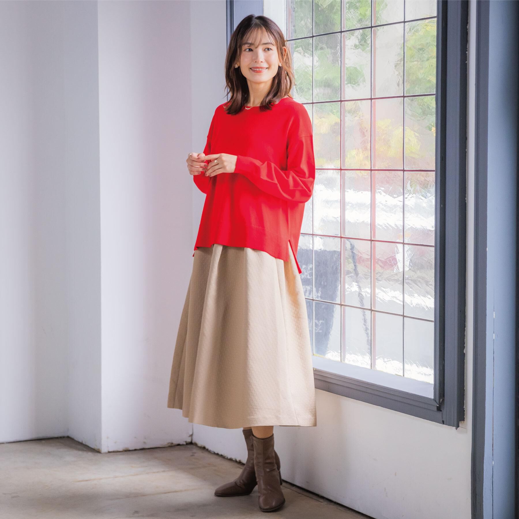 ITS&rsquo;DEMO「【静電気防止／手洗い可】クリーミータッチクルーネックニット」|ニット・セーター|