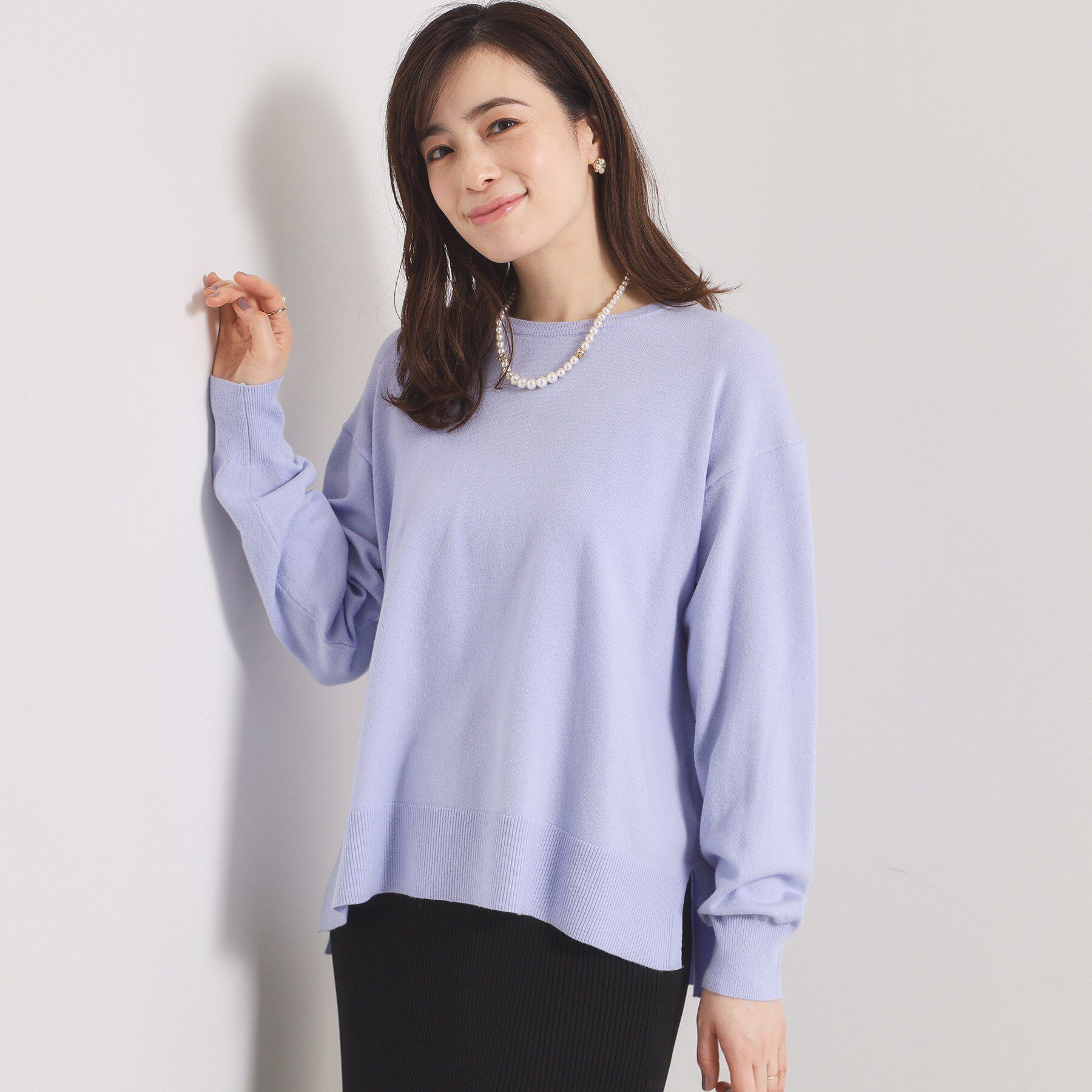 ITS&rsquo;DEMO「【静電気防止／手洗い可】クリーミータッチクルーネックニット」|ニット・セーター|サックスブルー(09