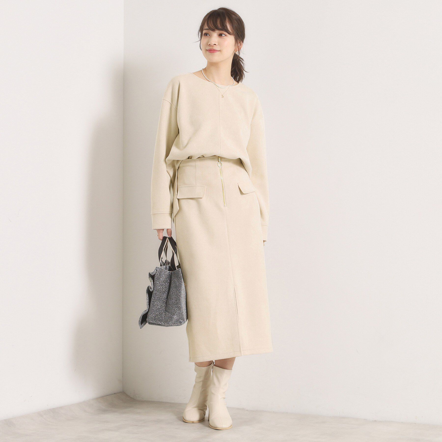 ITS&rsquo;DEMO「【セットアップ可／手洗い可】カットスエードスカート」|スカート|