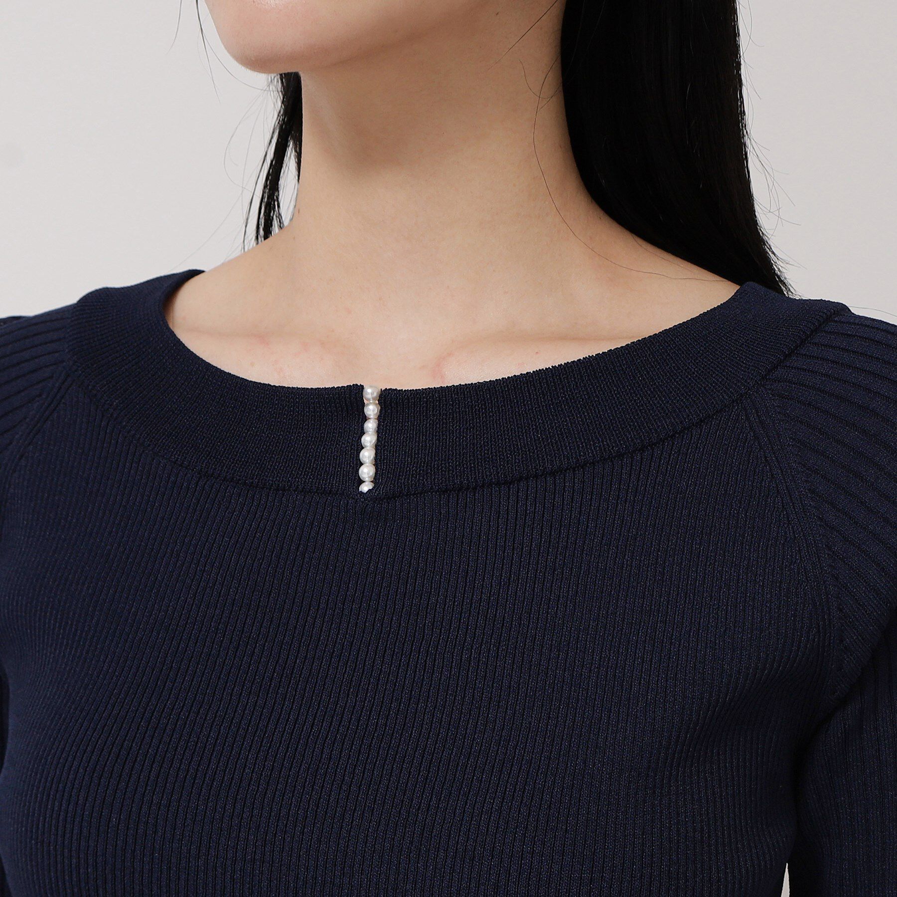 SunaUna「【接触冷感／アンサンブル可】パール調パーツ付きニット」|ニット・セーター|