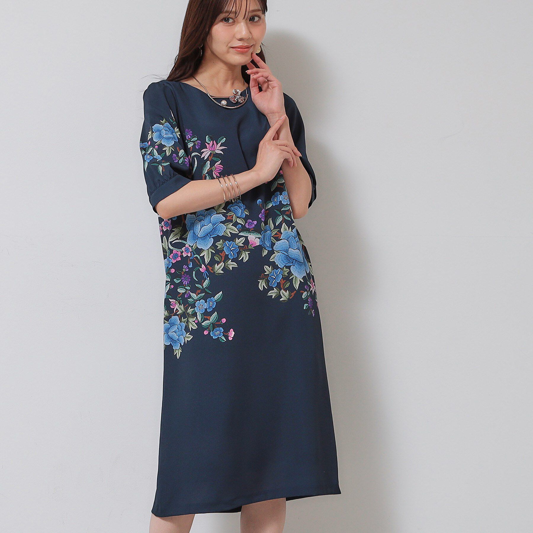 SunaUna「【&yours project／SS～L】パネル柄ワンピース」|ワンピース|ネイビー(194)