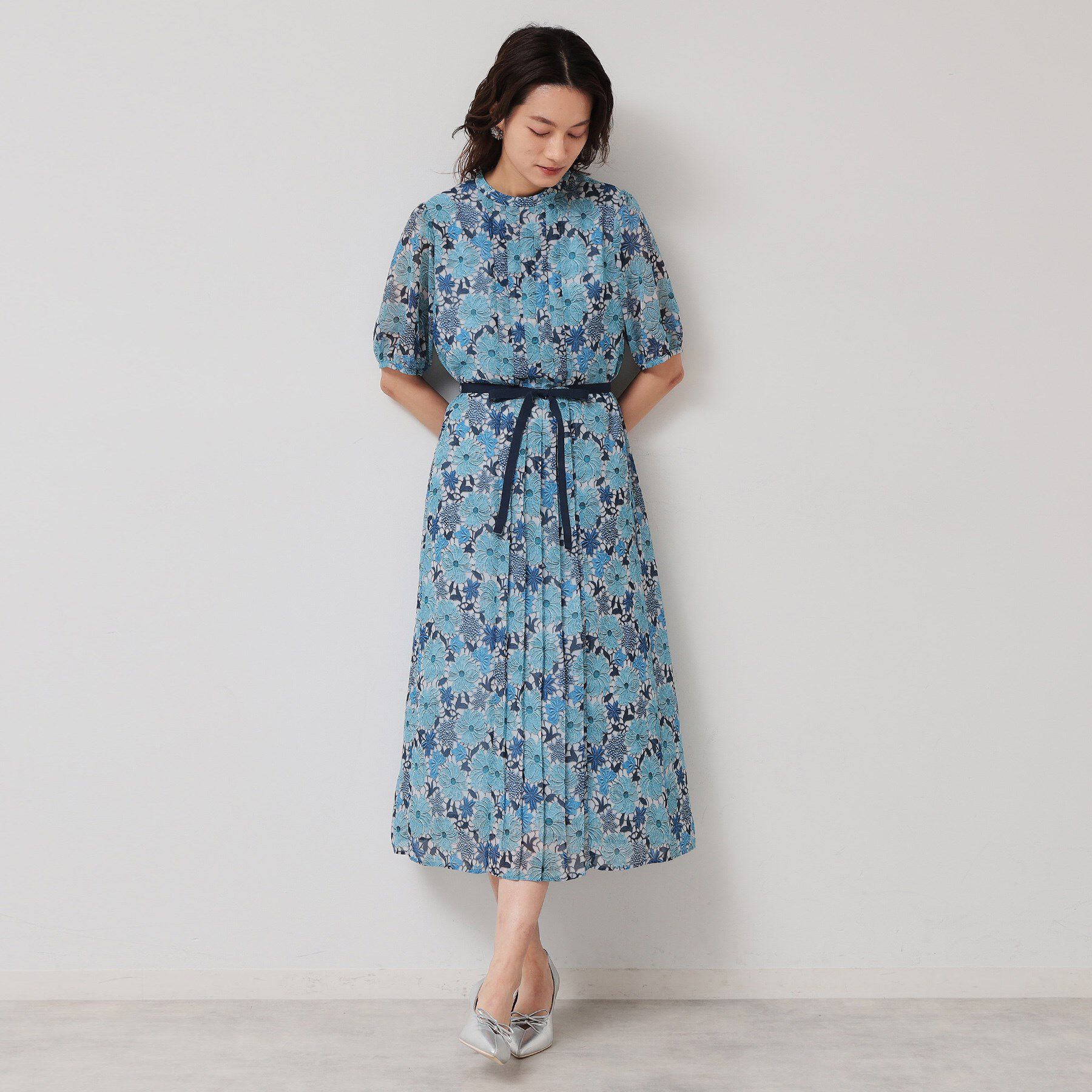 SunaUna「【完売間近／&yours project】レース柄プリーツワンピース」|ワンピース|