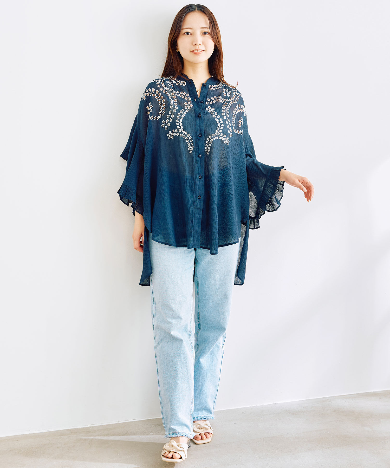 COCO DEAL「エンブロイダリーフリルスリーブブラウス」|シャツ・ブラウス|