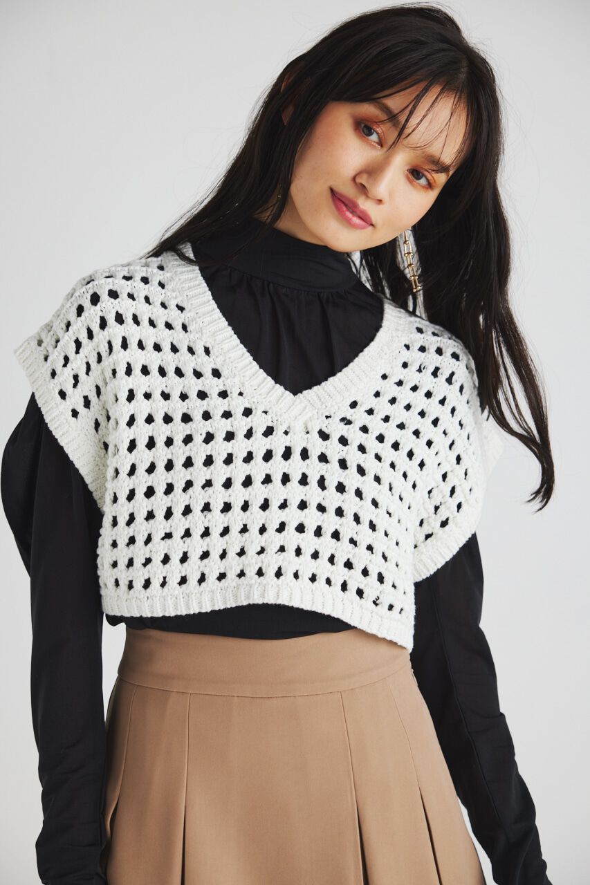 rienda「クロップドベストKnit TOP」|ニット・セーター|