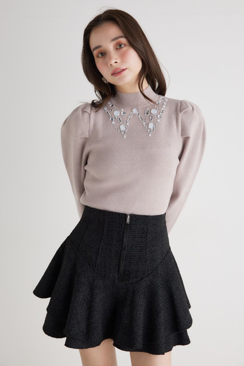 rienda「ビジューカラーKnit TOP」|ニット・セーター|PNK