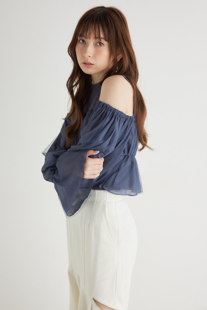 rienda「ペプラムチュールコンビKnit TOP」|ニット・セーター|