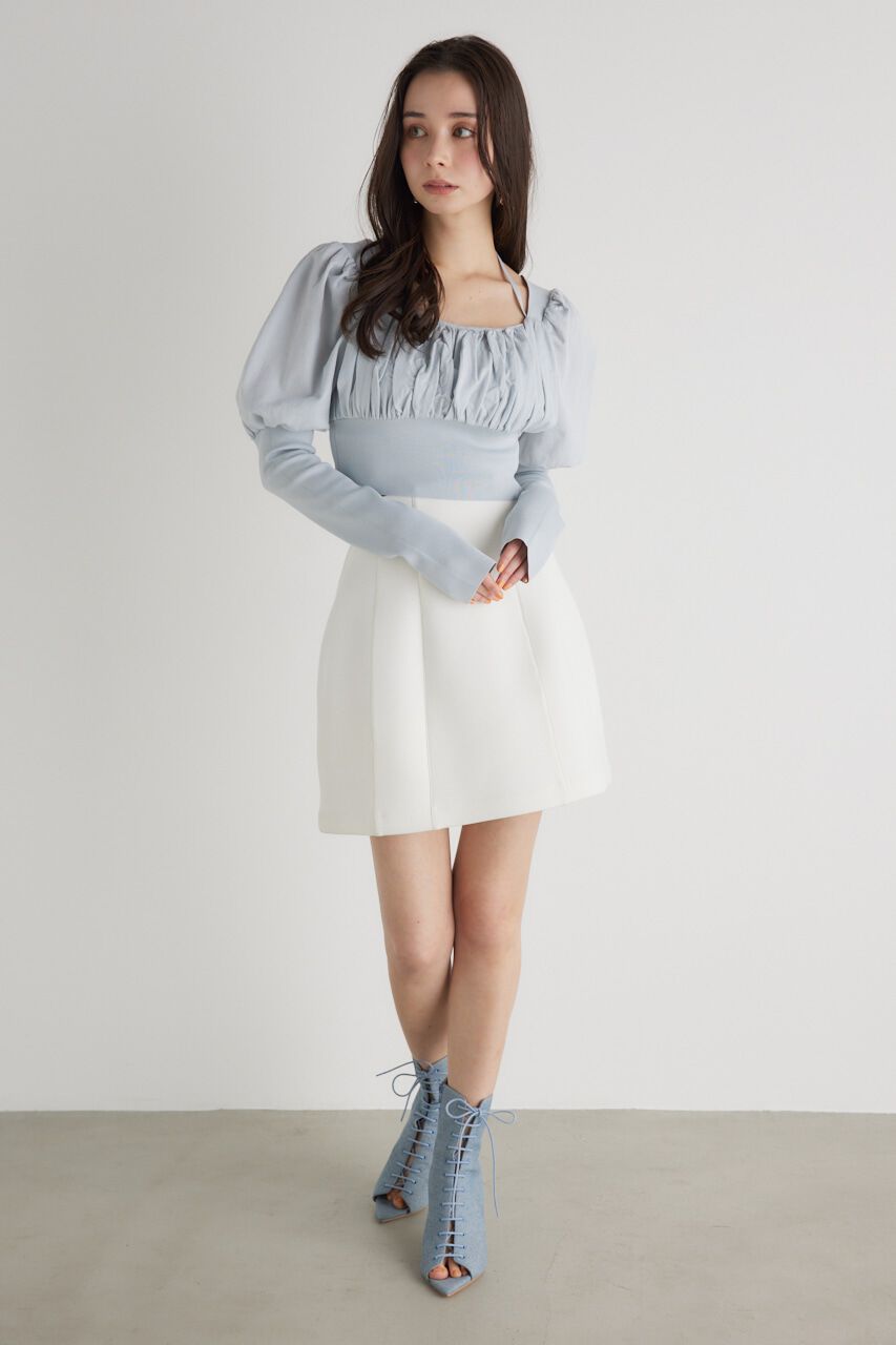 rienda「バストギャザークロップドKnit TOP」|ニット・セーター|