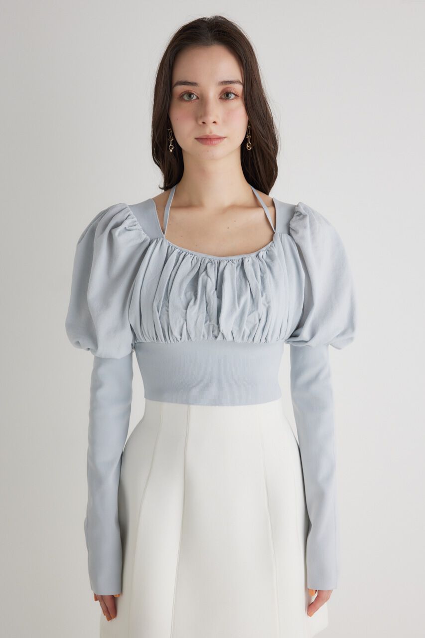 rienda「バストギャザークロップドKnit TOP」|ニット・セーター|