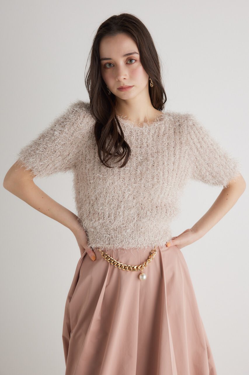 rienda「コンパクトシアーシャギーknitTOP」|ニット・セーター|BEG