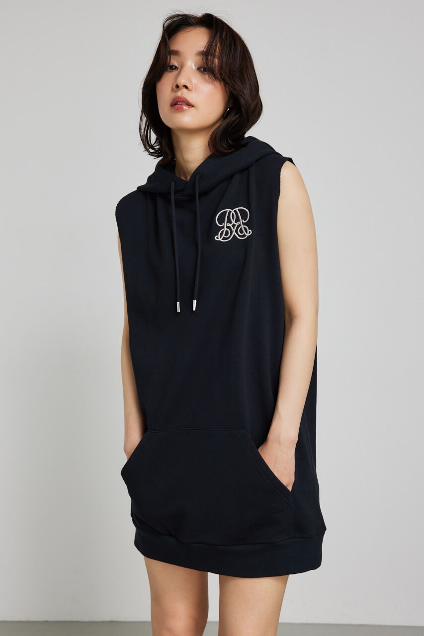 rienda「RモチーフスウェットノースリOP」|ワンピース|BLK