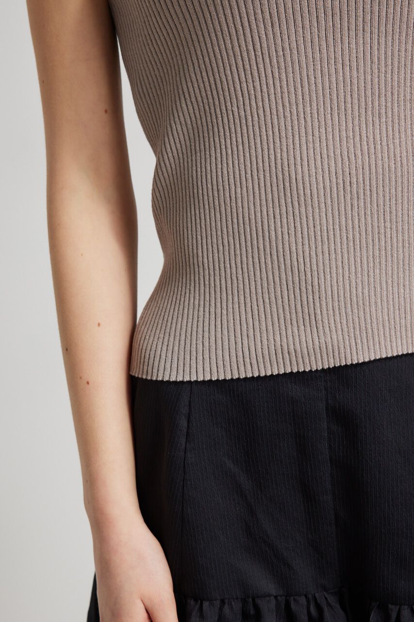 rienda「ショルダーチュールコンビKnit TOP」|タンクトップ|