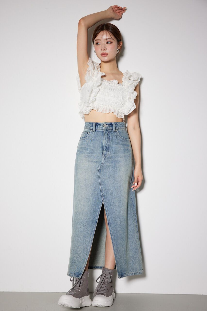 rienda「ストレートロングジャストウエストスカート」|スカート|L/BLU1