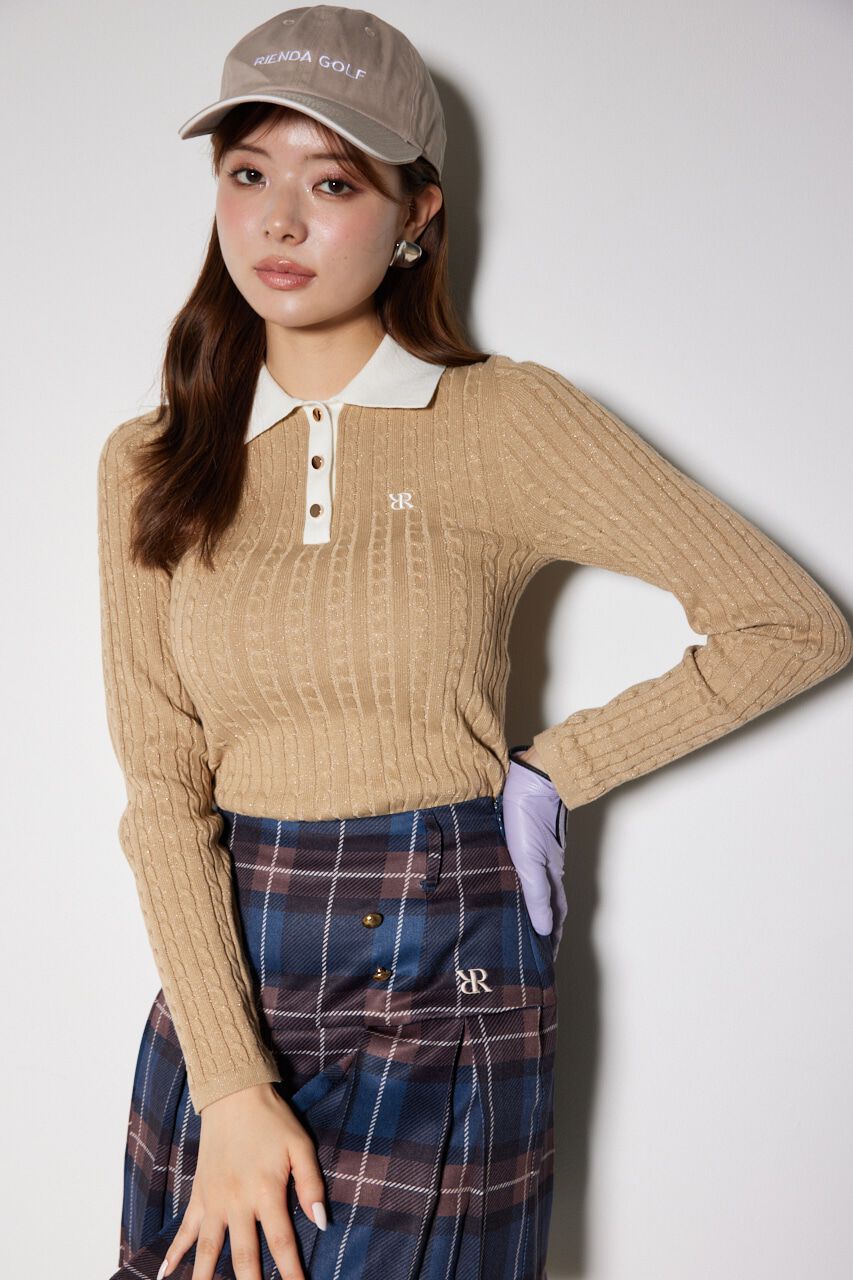 rienda「コンパクトラメニットトップス」|ニット・セーター|BEG