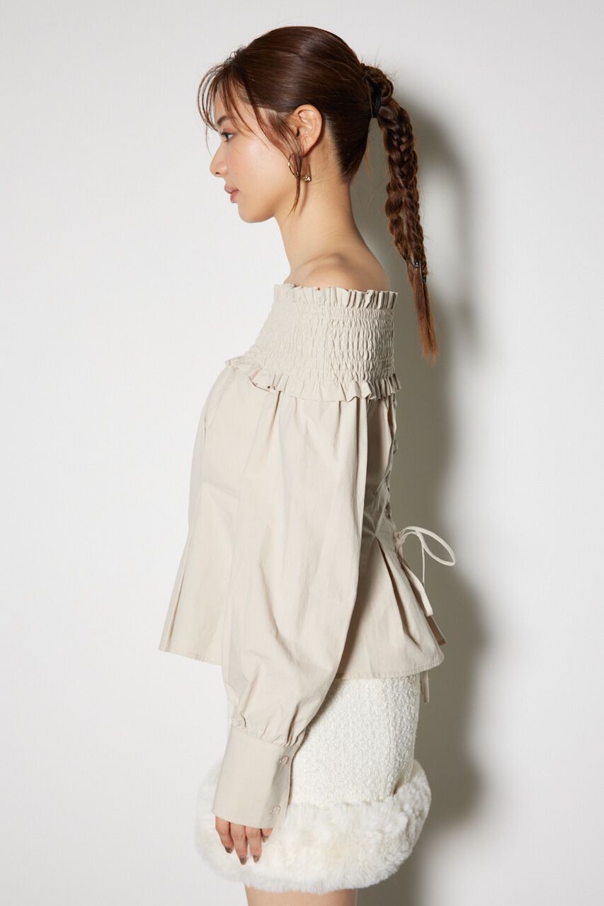 rienda「シャーリングオフショルトップス」|シャツ・ブラウス|