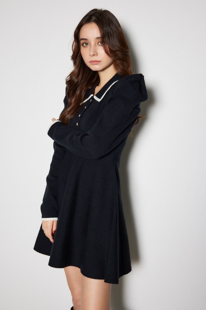 rienda「カラーデザインタックミニ ニット ワンピース」|ワンピース|