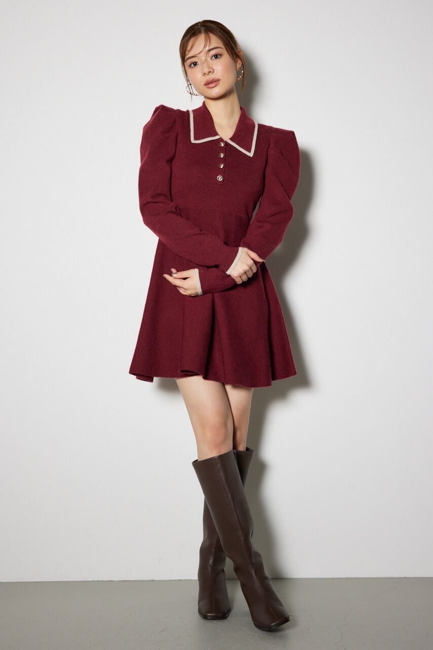 rienda「カラーデザインタックミニ ニット ワンピース」|ワンピース|