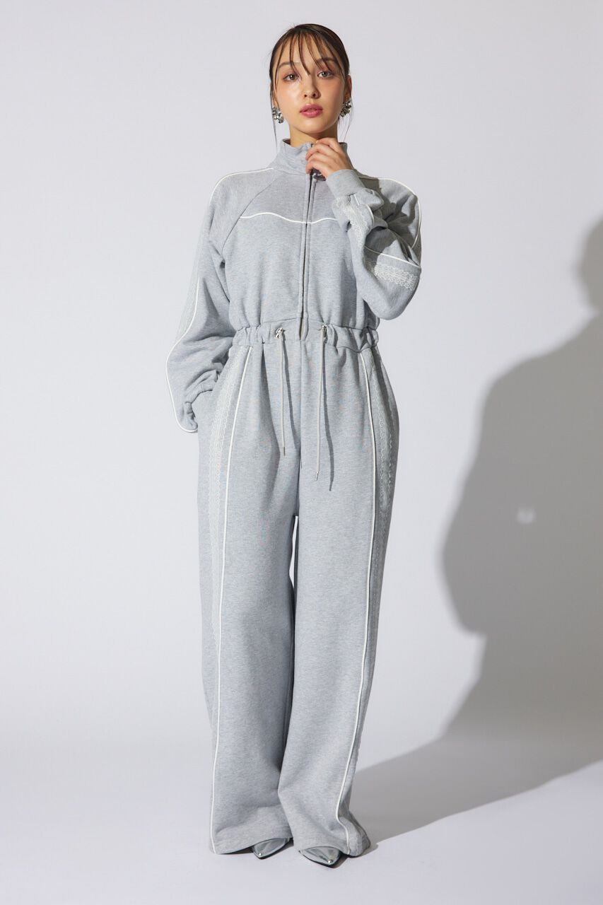 rienda「フロントZIPサイドラインロンパース」|ワンピース|