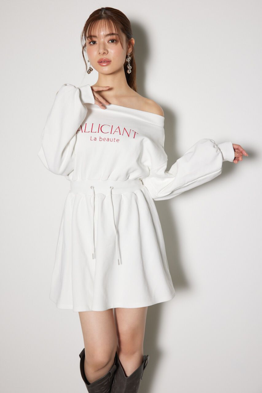 rienda「オフショルダースウェットミニフレアワンピース」|ワンピース|WHT