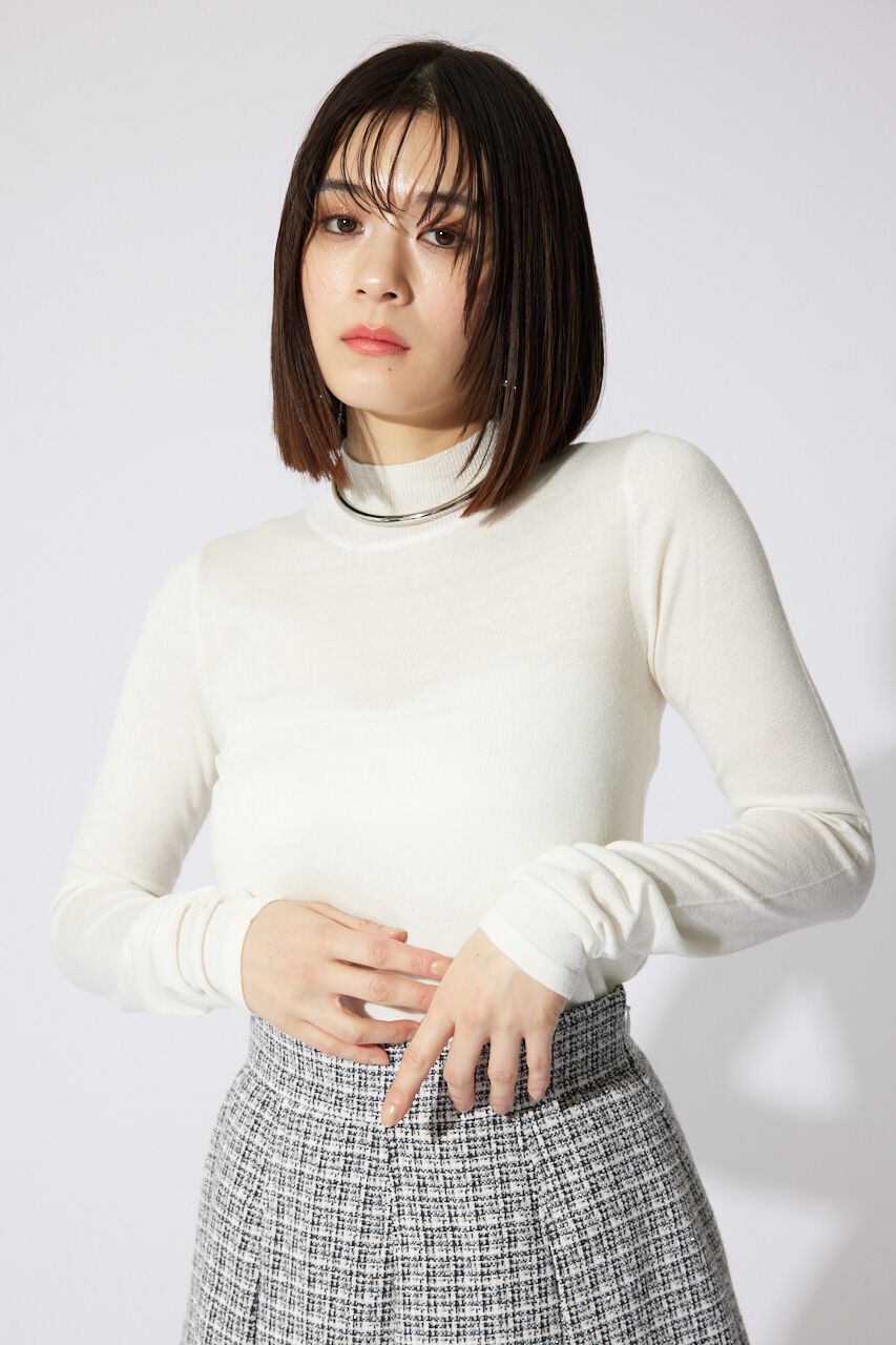 rienda「ハイネックシアーニットトップス」|ニット・セーター|