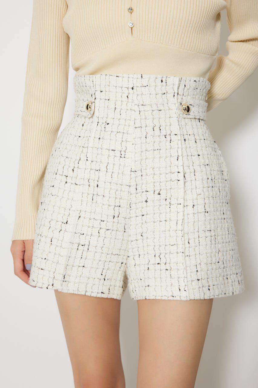 rienda「ハイウエストツイードショートパンツ」|その他|WHT