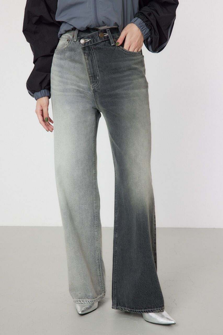 RODEO CROWNS「アシンメトリーDENIM PT」|デニム|BLK