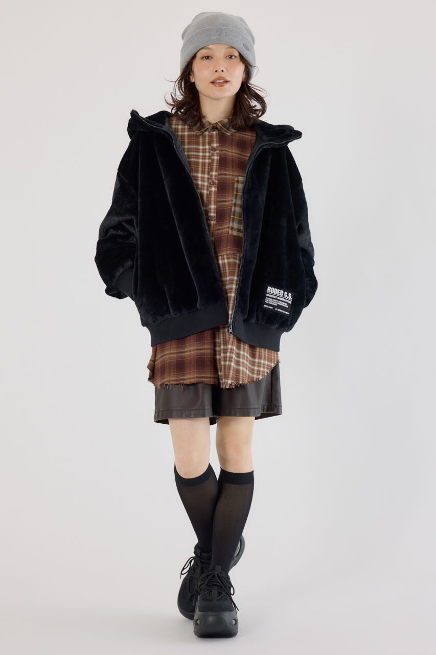 RODEO CROWNS「ロゴパッチエコファーブルゾン」|ブルゾン・スタジャン|