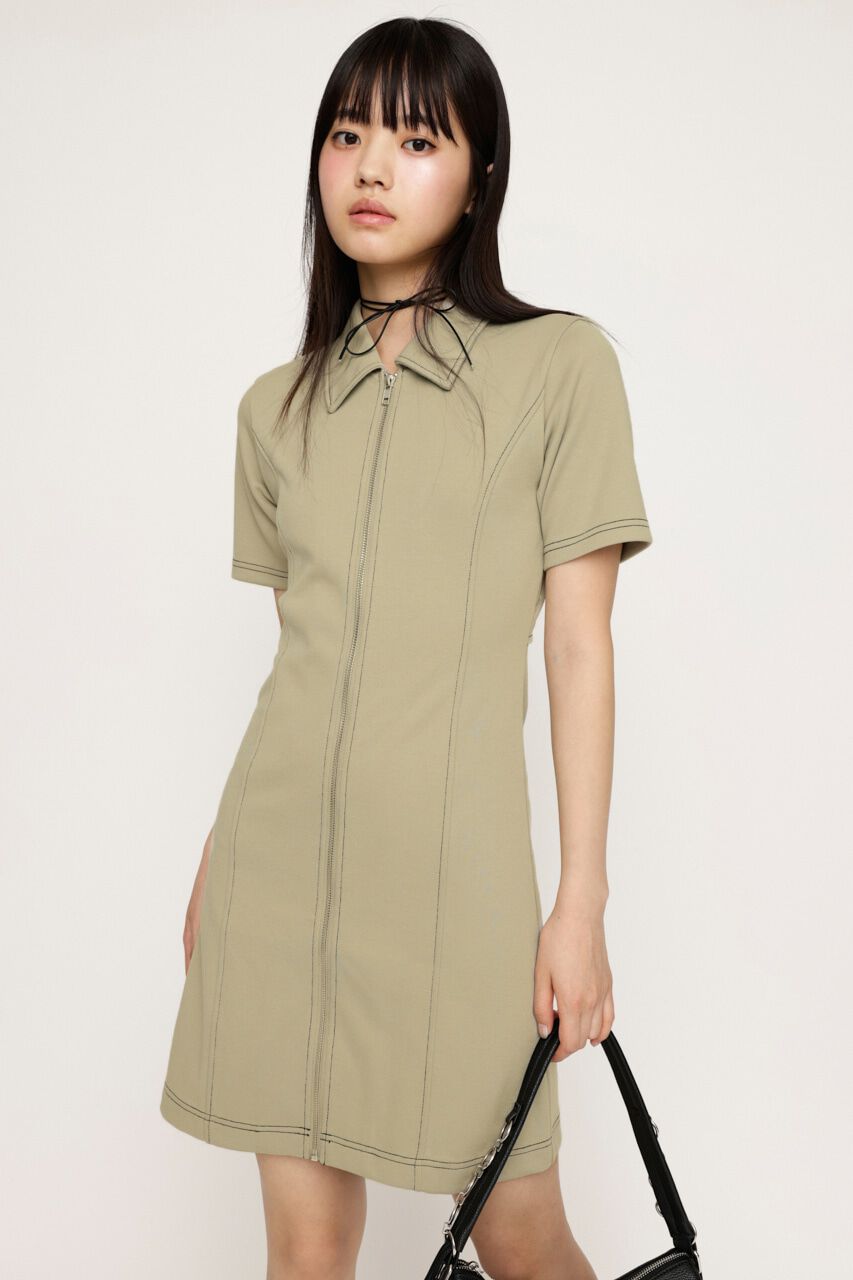SLY「FRONT ZIP BACK OPEN ショートワンピース」|ワンピース|