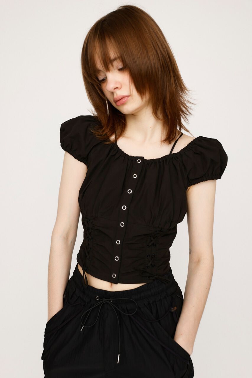 SLY「FRONT LACE UP ブラウス」|シャツ・ブラウス|BLK