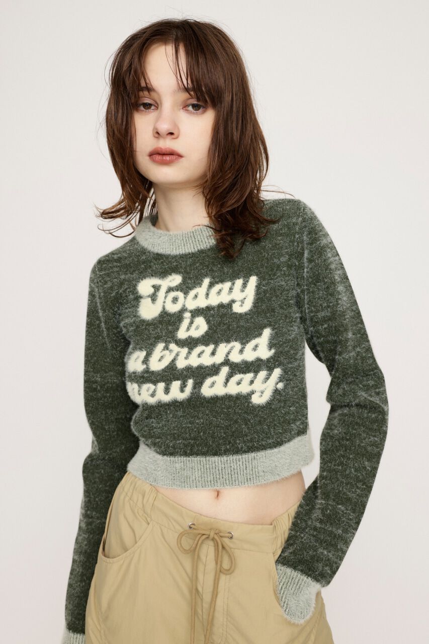 SLY「JQ LOGO MINKY CROP KNIT トップス」|ニット・セーター|M/KHA7