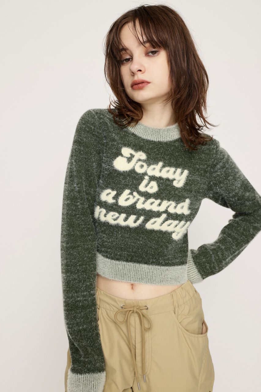 SLY「JQ LOGO MINKY CROP KNIT トップス」|ニット・セーター|