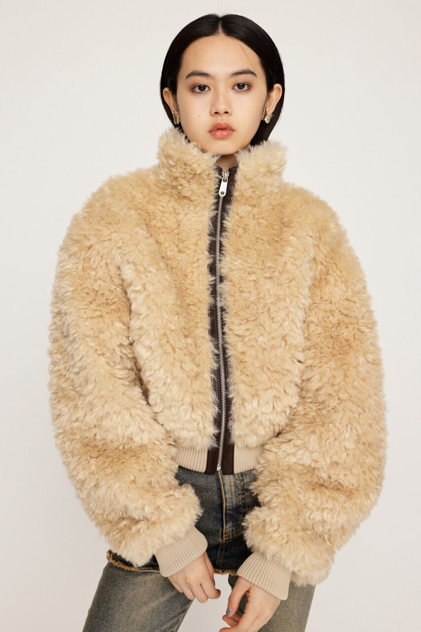 SLY「CURLY BOA CROP ブルゾン」|ブルゾン・スタジャン|L/BEG1