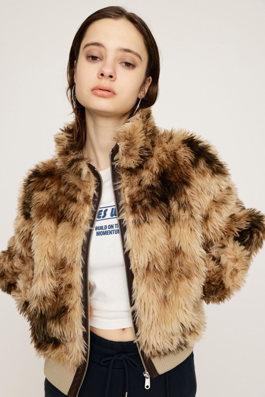 SLY「CURLY BOA CROP ブルゾン」|ブルゾン・スタジャン|M/BEG7