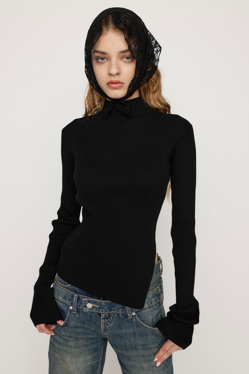 SLY「ASYMMETRY HEM HG トップス」|ニット・セーター|BLK