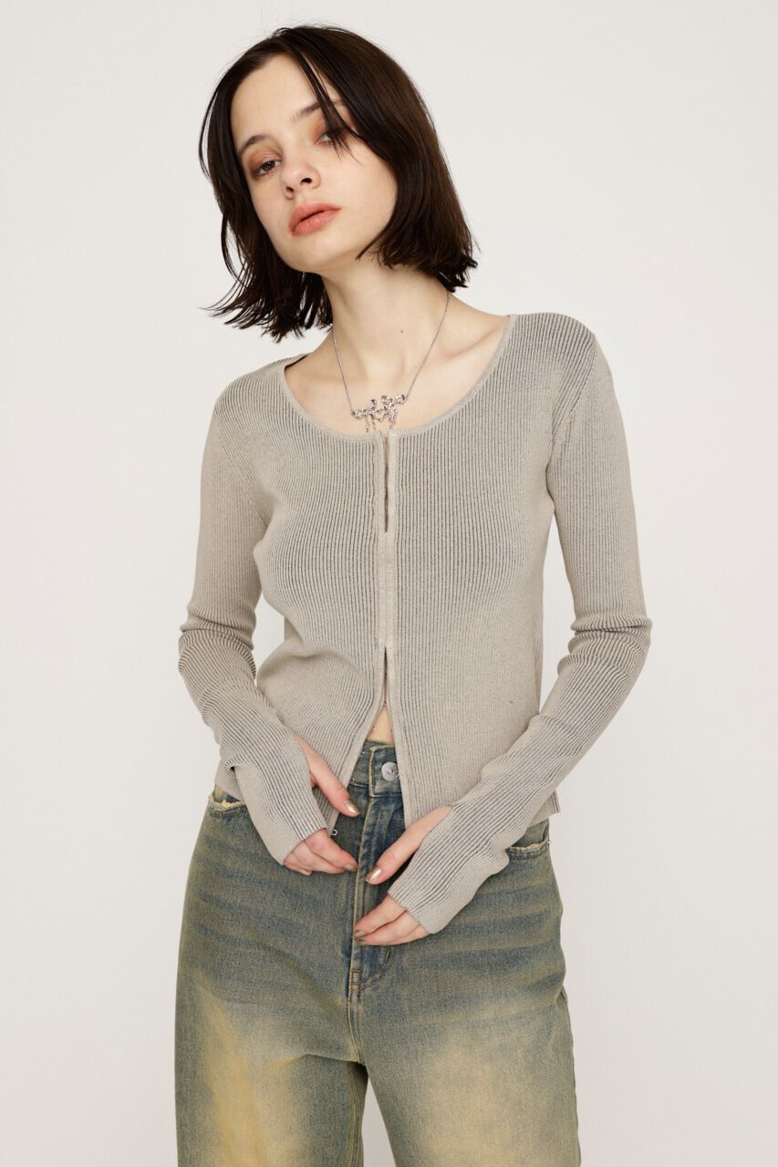 SLY「FRONT HOOK RIB トップス」|ニット・セーター|L/BEG1