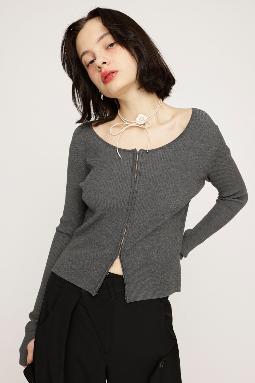 SLY「FRONT HOOK RIB トップス」|ニット・セーター|